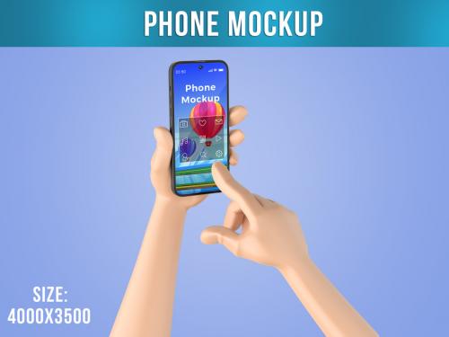 Cartoon Hand with Phone Mockup