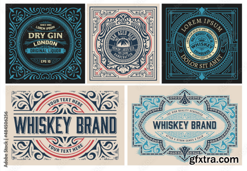 Set of 5 Vintage Labels for Packing