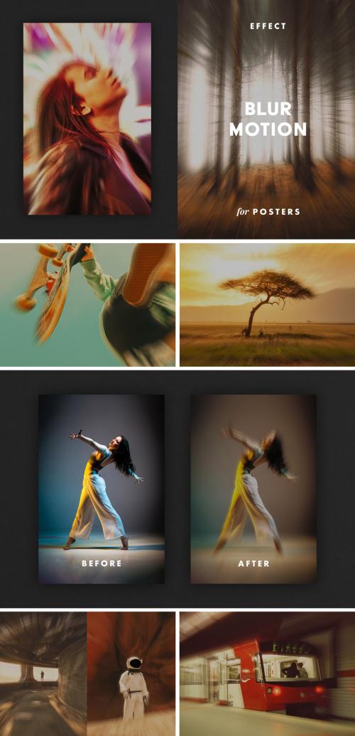 Blur Motion Poster Photo Effect Mockup