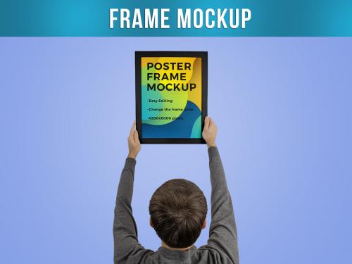 Poster Frame Mockup With Man