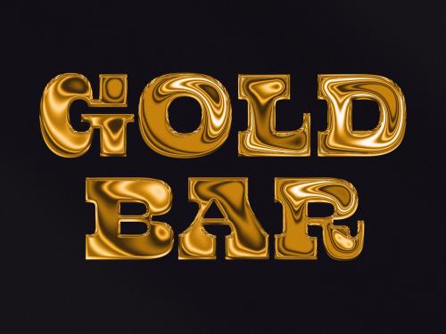 Gold Metal Bar Text Effect Mockup