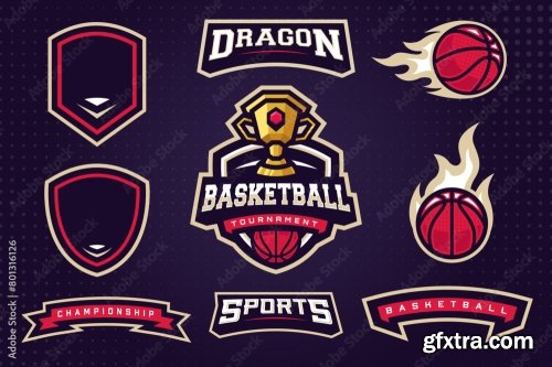 Basketball Sports Club Logo Template 6xAI
