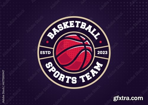 Basketball Sports Club Logo Template 6xAI