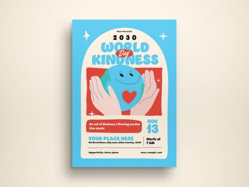 Blue Hand Drawn World Kindness Day Flyer Layout