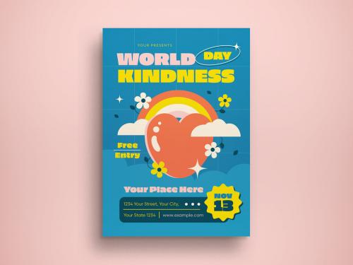 Blue Flat Design World Kindness Day Flyer Layout