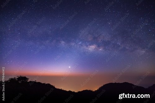 Milky Way Galaxy With Stars And Space Dust In The Universe 6xJPEG