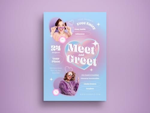 Soft Blue Pink Dreamy Gradient Meet & Greet Flyer Layout