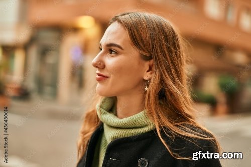 Young Blonde Girl Smiling Happy Standing At The City 6xJPEG