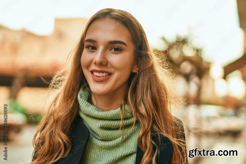 Young Blonde Girl Smiling Happy Standing At The City 6xJPEG