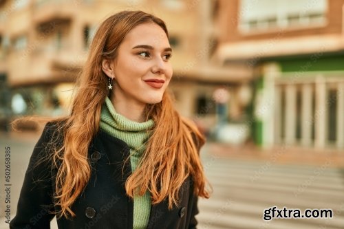 Young Blonde Girl Smiling Happy Standing At The City 6xJPEG