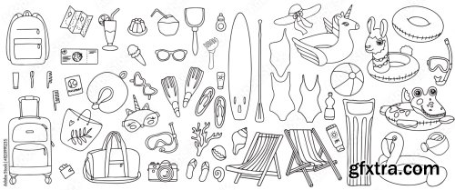 Hand Drawn Set Of Summer Holiday Elements 6xAI