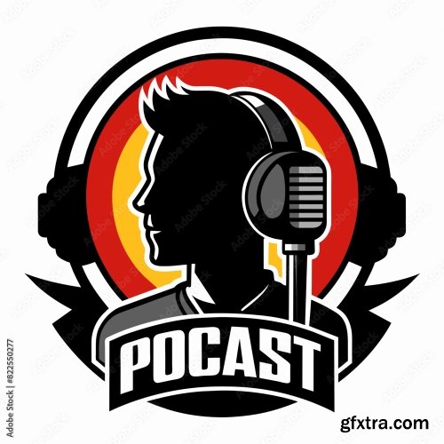 Podcast Logo Silhouette Vector 6xSVG