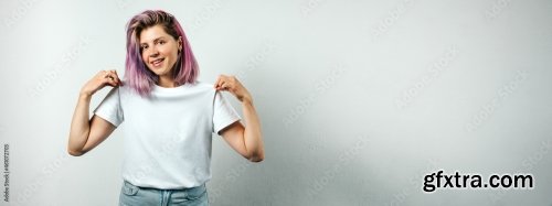 Pretty Plus Size Model With White Blank T-Shirt 6xJPEG