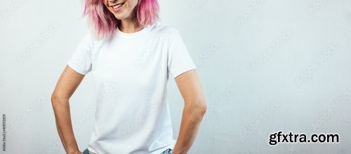 Pretty Plus Size Model With White Blank T-Shirt 6xJPEG