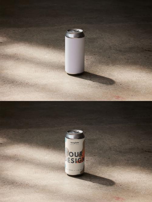 44 cl Beer Drink Can Mockup With Shadow