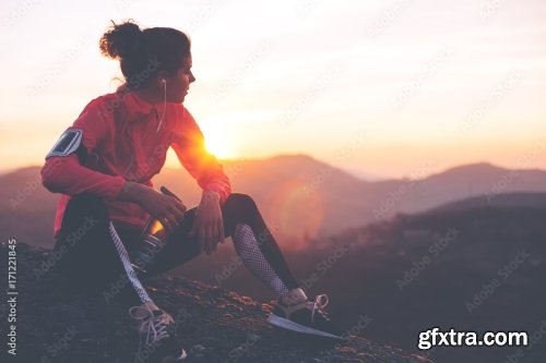 Athletic Girl Doing Stretching After The Evening Jog 6xJPEG