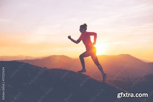 Athletic Girl Doing Stretching After The Evening Jog 6xJPEG