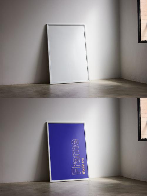 Big Vertical White Frame Mockup on Interior Studio