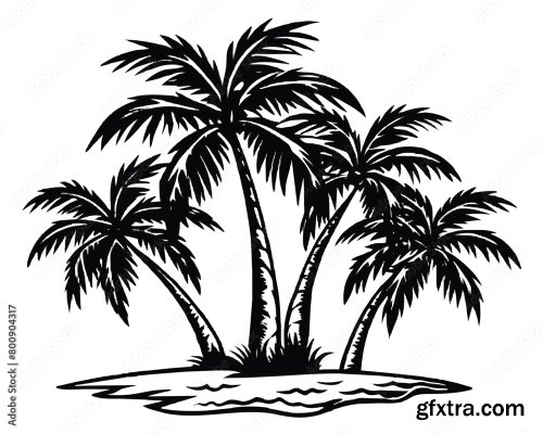 Palm Tree Vector Illustration 6xAI