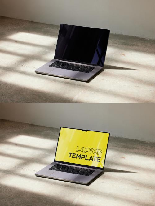 Modern Laptop Mockup WIth Sun Light From Window