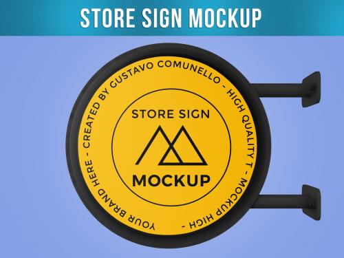 Store Signboard Mockup Front View