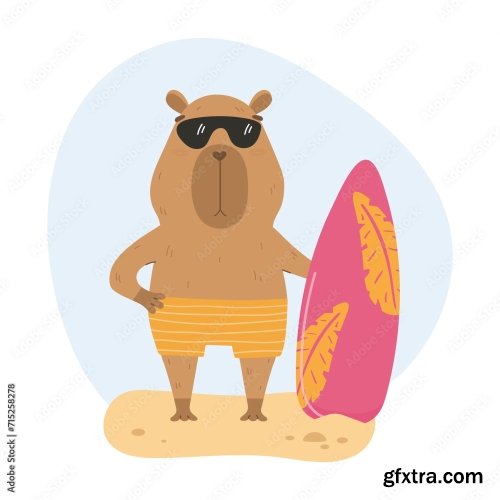 Banner For International Surf Day With Capybara 6xAI