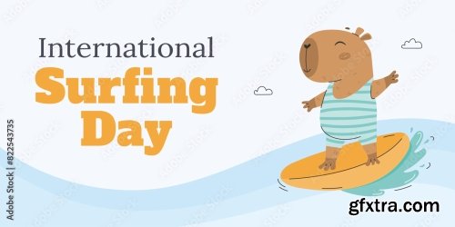 Banner For International Surf Day With Capybara 6xAI