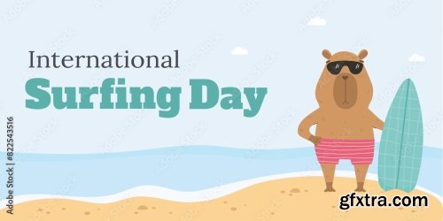 Banner For International Surf Day With Capybara 6xAI