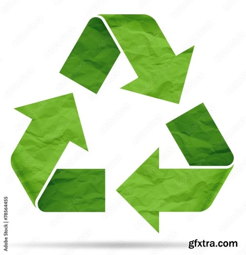 Recycle Symbol From Crumpled Paper 6xJPEG