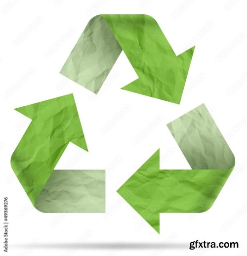 Recycle Symbol From Crumpled Paper 6xJPEG