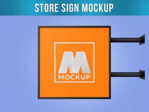Store Signboard Mockup Front View