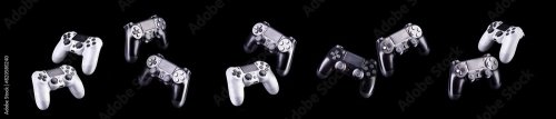 White Video Game Joystick Gamepad Isolated On A Black Background 6xJPEG