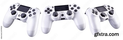 White Video Game Joystick Gamepad Isolated On A Black Background 6xJPEG