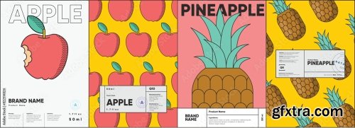 Set Of Labels, Posters, And Price Tags Features Line Art Designs Of Fruits 6xAI