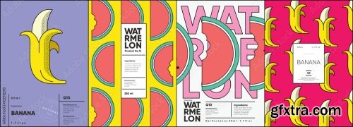 Set Of Labels, Posters, And Price Tags Features Line Art Designs Of Fruits 6xAI