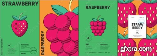 Set Of Labels, Posters, And Price Tags Features Line Art Designs Of Fruits 6xAI