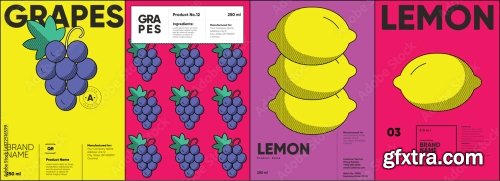 Set Of Labels, Posters, And Price Tags Features Line Art Designs Of Fruits 6xAI