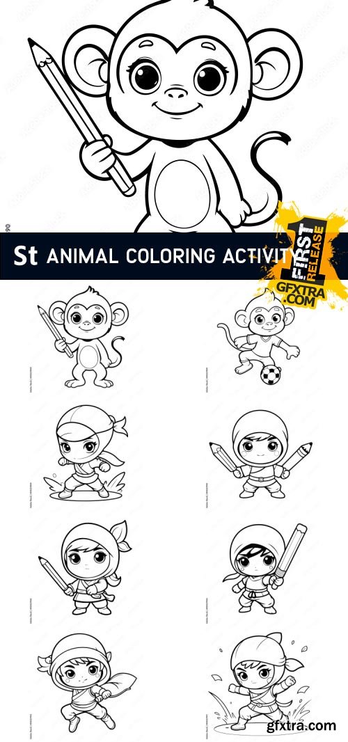 Amazing Vector, Animal Coloring Activity Vector illustration 2 100xAI