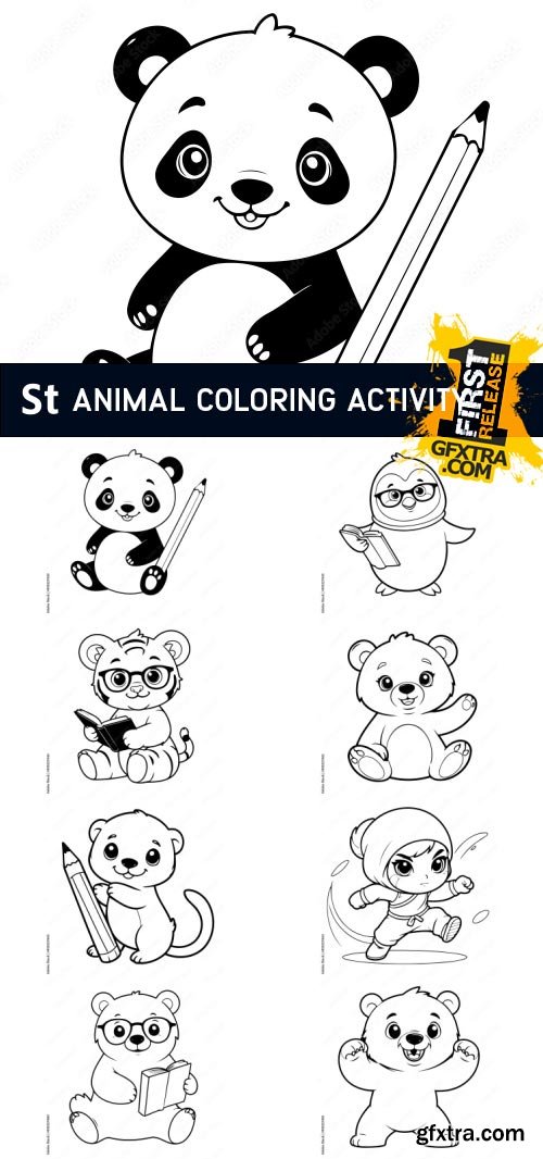 Amazing Vector, Animal Coloring Activity Vector illustration 3 100xAI