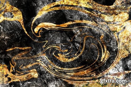 Gold Fluid Art Marbling Paint Textured Background 6xJPEG