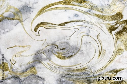 Gold Fluid Art Marbling Paint Textured Background 6xJPEG