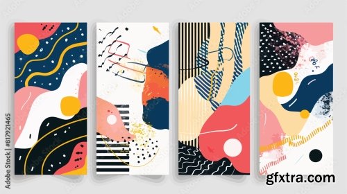 Four Of Modern Vertical Poster Flyer 6xAI