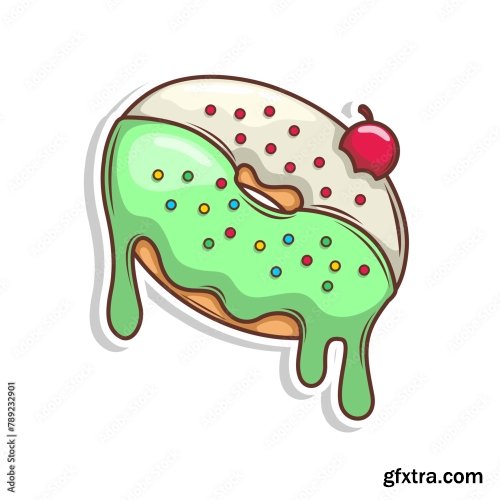 Delicious Donut Vector Hand Draw Illustration 6xAI