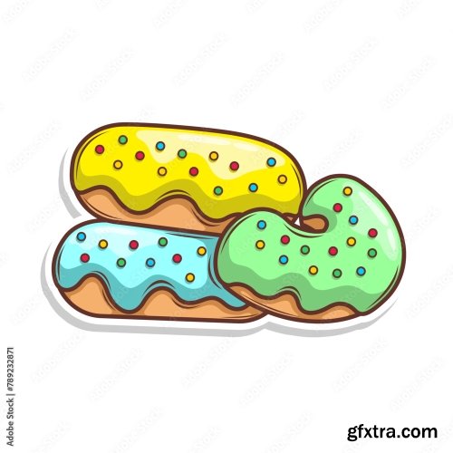 Delicious Donut Vector Hand Draw Illustration 6xAI