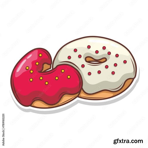 Delicious Donut Vector Hand Draw Illustration 6xAI