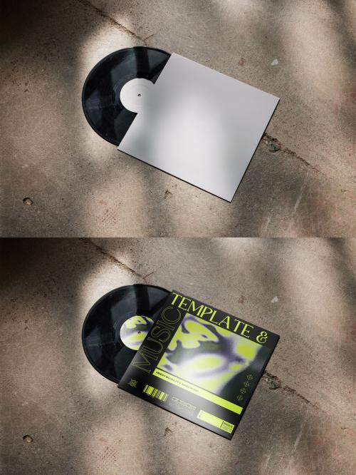 Vinyl Record Mockup on an Industrial Studio With Window Light