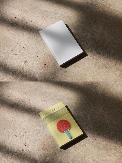 Realistic Hardcover Book Mockup on Floor With Beautiful Light