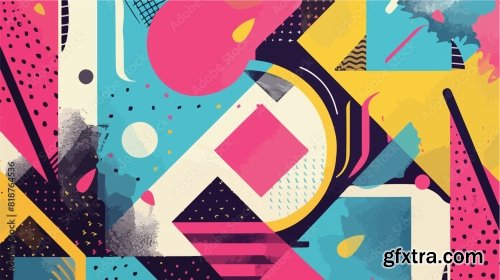 Abstract Poster Retro Style 80S 6xAI