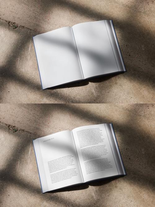 Open Hardcover Book Mockup With Window Light