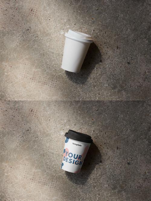 Overhead Image of a Paper Cup Mockup on a Concrete Background